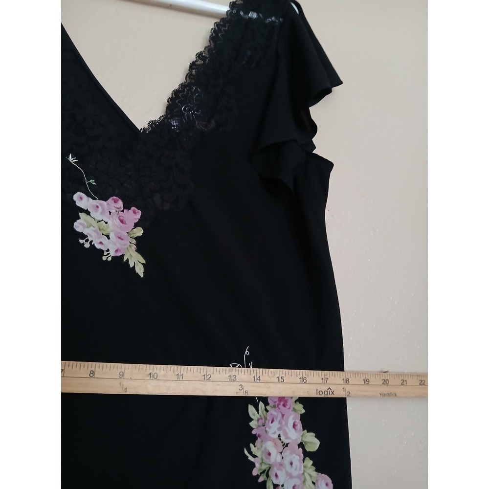 Oscar De La Renta Slip Dress XL Chiffon Floral Lace Maxi Nightgown Lingerie VTG - Picture 4 of 14